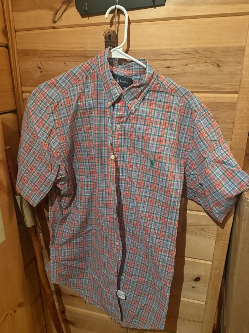 Polo by Ralph Lauren Red, Blue and Green Plaid Short-Sleeve Button-Down Shirt